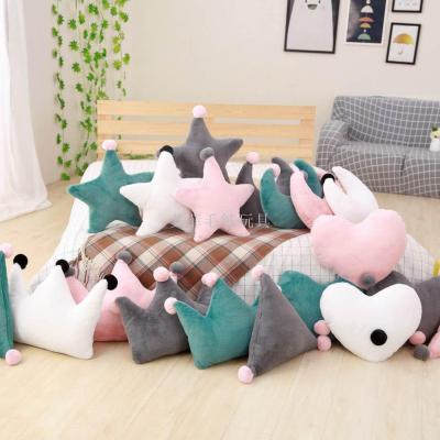 INS fur ball crown star triangle heart moon pillow as plush toy