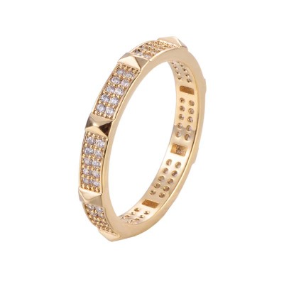 Winter Cross-Border New Arrival Diamond Multilateral Ring Plated 18K Gold/Platinum Copper Ring Factory Direct Sales