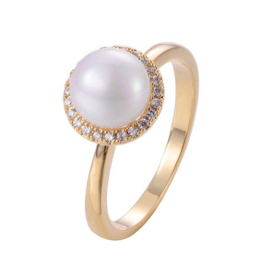 The New Pearl Inlaid Zirconium Copper Ring Wish Hot South Korea Women's Boutique Ornament
