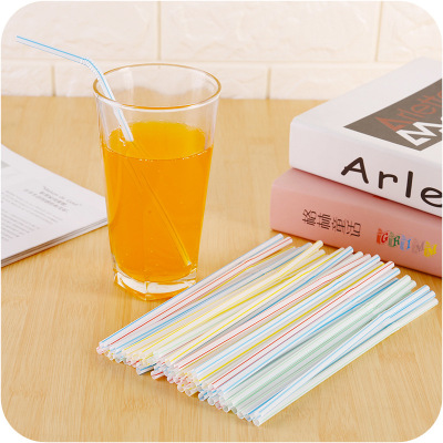 21cm Lengthened Bendable Juice Drink Milk Tea Straw Disposable Color Elbow Straw