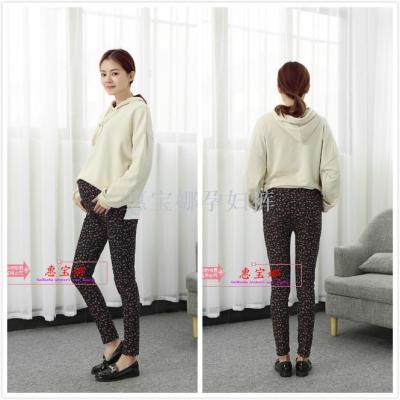 Pregnant women's trousers, small floral waist pants, pregnant women's safety and comfortable leggings.