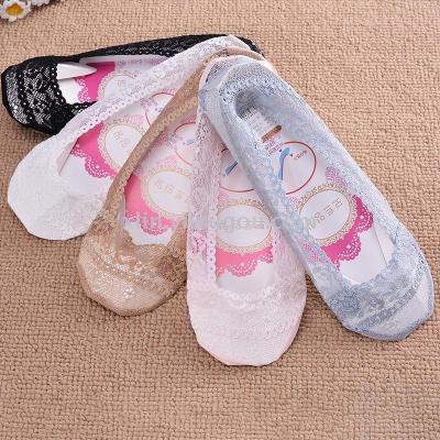 Women's Korean-Style Shallow Mouth Invisible Lace Ankle Socks Women's Socks with Silicone