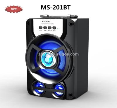 Ms-203bt wireless bluetooth speaker 7 color light portable mini sound card subwoofer.