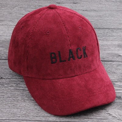 Korean version of the new autumn corduroy embroidered letter curved eaves baseball cap for boys and hip-hop cap batch