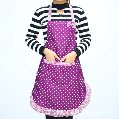 Korean Style Women's Polka Dot Waterproof Apron with Pocket Water-Repellent Cloth Household Apron Custom Logo Factory Wholesale