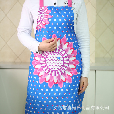 Factory Apron Wholesale Korean Style Women's Printed Apron Polyester Home Cleaning Apron Flower Waterproof Sleeveless Apron