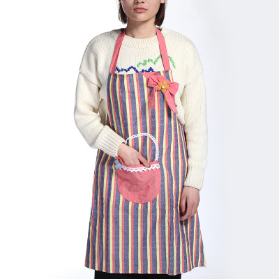 New Cotton Stripe Apron with Bow Multi-Functional Aprons Household Kitchen Private Custom Apron Wholesale