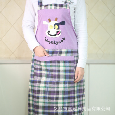 Women's Korean-Style Sleeveless Plaid Minimalist Modern Princess Apron Women's Cotton Household Apron Custom Logo