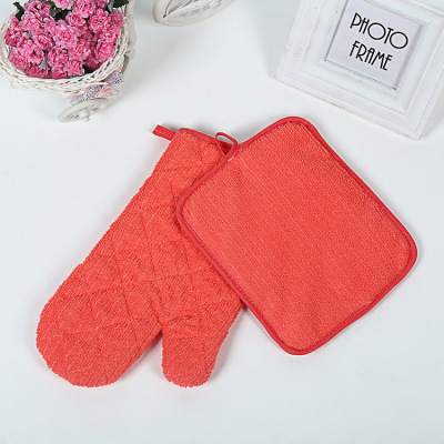 New Simple Practical Solid Color Microwave Oven Gloves Anti-Scald High-Temperature Resistant Multi-Purpose Thickened Gloves Factory Wholesale