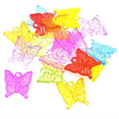 Rainbow Color Acrylic Hanging Hole Butterfly Pendant Children's DIY Beaded Toy Handmade Material Ornament Pendant