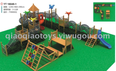 Outdoor large kindergarten climbing drill net balance bridge to expand the wooden physical fitness training combination.
