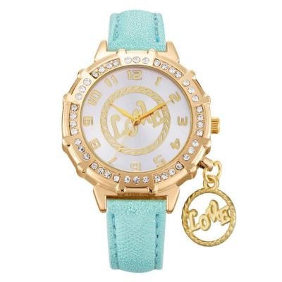 Quick sell to hot style fashion hot gold Love pendant with women's watch strap ladies watch.