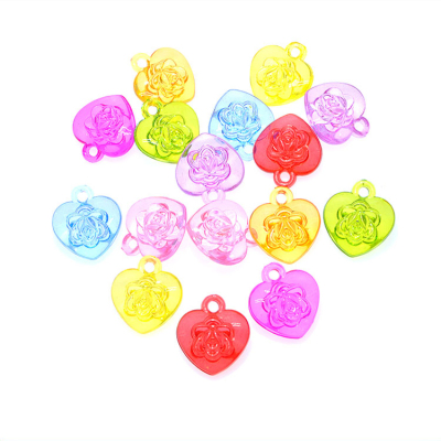 Colorful Transparent Hanging Hole Peach Heart Shape Acrylic Gem Children Play House Game Props Beaded Pendant