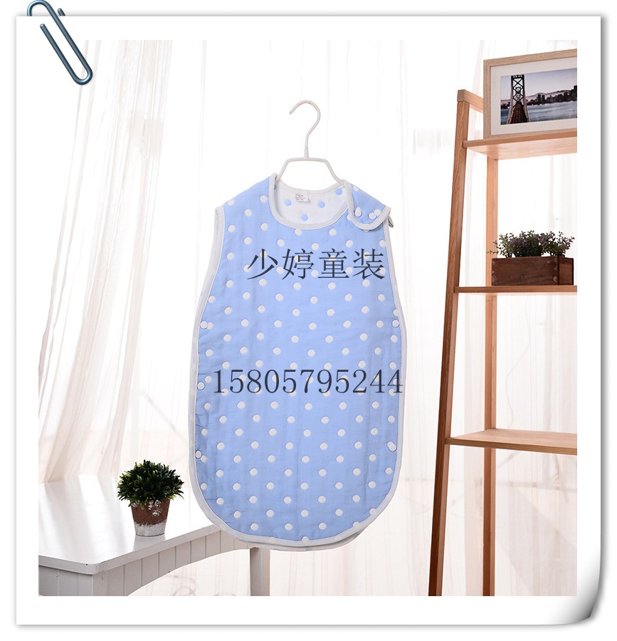 纯棉6层婴儿睡袋儿童宝宝小孩纱布蘑菇春夏季背心春秋薄款防踢被