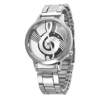 Quick sell to hot style fashion sales double hollows character note steel band watch quartz watch.