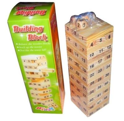 Manufacturer's spot supply of wooden toys 54 pieces of small number layer stacked high fun wooden building blocks.