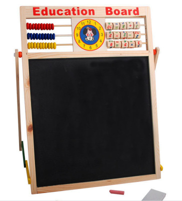 Wooden blackboard, Wooden double - sided drawing board, magnetic white board with digital stickers