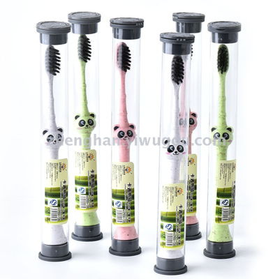 Cartoon panda bamboo fiber soft toothbrush.