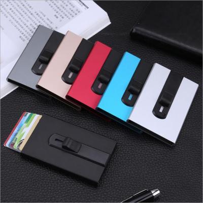 Creative magnetic proof credit card box automatic card holder for men and women premium thin metal business card box 