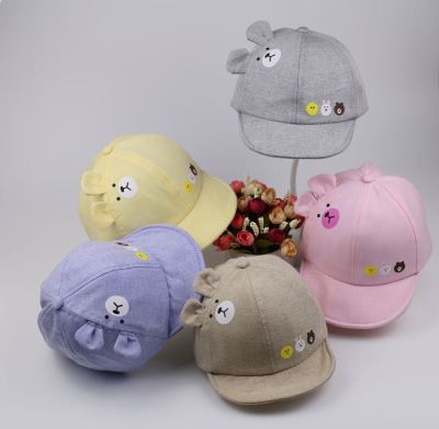 Young children's hats in the spring of 2018 are sold in brown bear's ear-shade baseball caps.