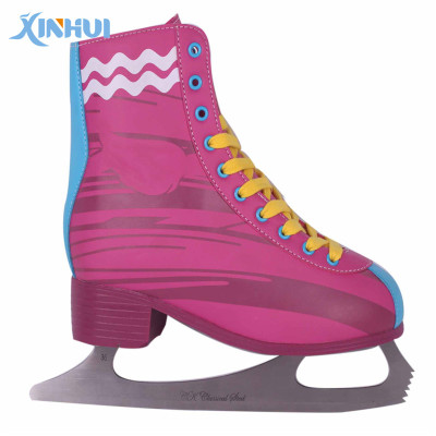 2017 hot selling pink ice figure skate shoes for women and girls