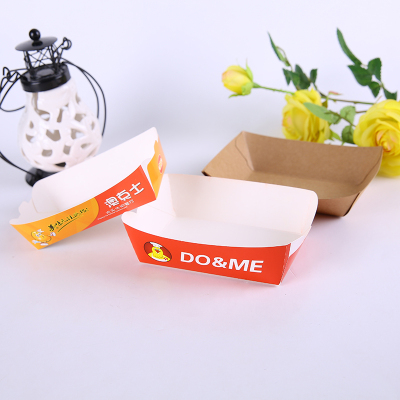 Bake food packaging paper box chicken pieces disposable carton white card folding boat box can be customized logo.