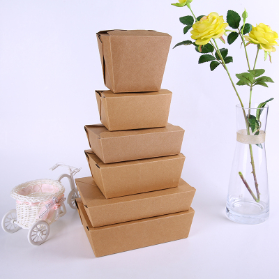 Green kraft paper anti-oil takeaway box general food packaging box wholesale customizable logo.