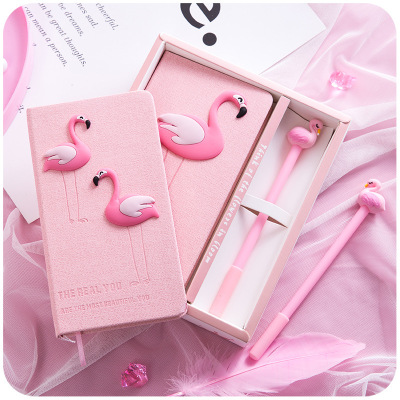 Pink girl's notebook zakka couple flamingo notebook gift box book set