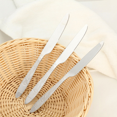 Chengfa stainless steel tableware a flower dinner knife stainless steel dinner knife western knife manufacturers direct sales