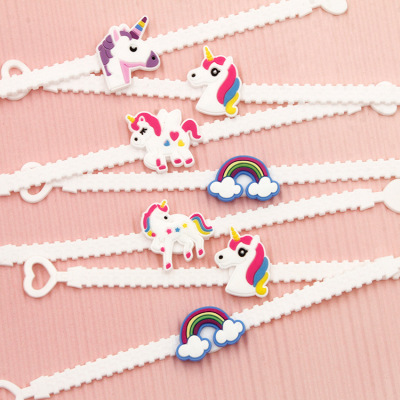 PVC soft plastic unicorn bracelet silicone children's bracelet cartoon unicorn bracelet LOGO customized