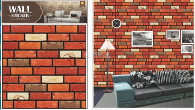 Simulation stereo decoration brick with stone background wall.