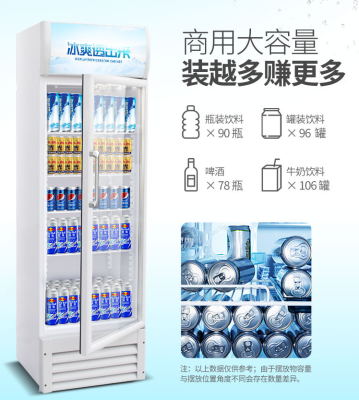 Double door refrigerater supermarket cold beverage beer cabinet commercial display cabinet refrigerator freezer.