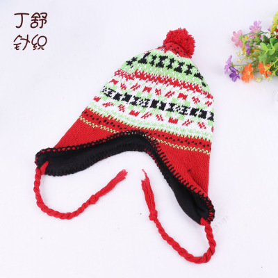 Foreign trade children's hats are popular wool ski helmet hat will be the military hat jacquard yiwu factory tailstock.