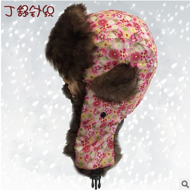 The popular Korean version of female flower bud silk flower lei feng hat warm and sweet winter female ear yiwu factory.