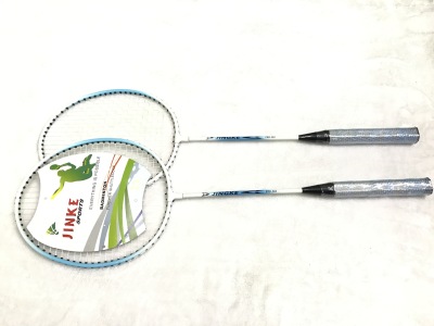 The factory direct selling JINKE-302 badminton rackets 2 pieces to take super light alloy competition training.