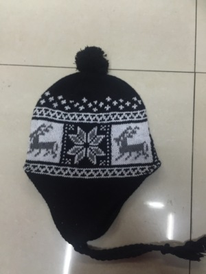 Children's cute knit cap snowflake elk South American warm ear cap, ski cap G, yiwu foreign trade factory.