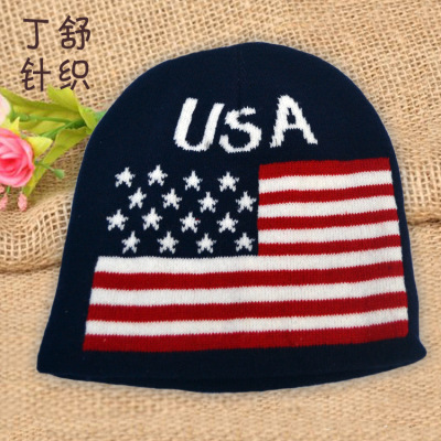 Knitted hats adult foreign trade wholesale export American flag can be customized processing.