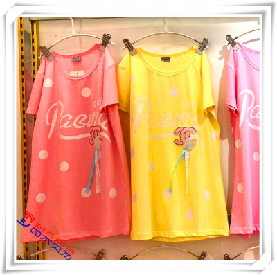 Children's wear summer new girl's spring wear children's short-sleeved T-shirt with a long version of the new model.