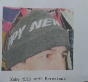 Winter woolen knitting hat for men, Barcelona letter mixed with foreign trade han version of the star with velvet.