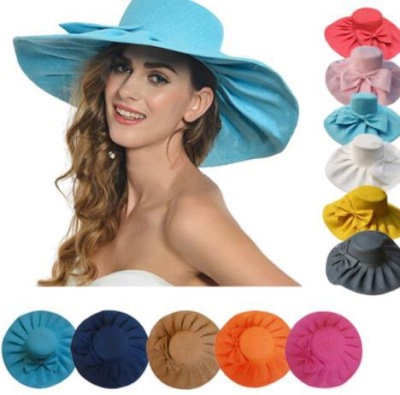 Bowknot big hat lady sun hat.