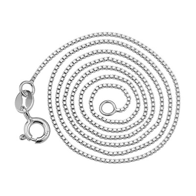 S925 silver plated platinum oxidation proof box chain necklace thick 0.8mm 1.0mm 1.2mm manufacturers direct sales