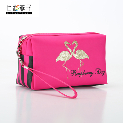 Hot fashion flamingo prince bag nylon makeup bag makeup bag wash bag hand bag custom LOGO