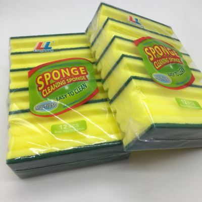 High Density Sand Scouring Pad I-Shaped Sponge, Yellow + Green Cleaning Sponge Block, Strong Decontamination