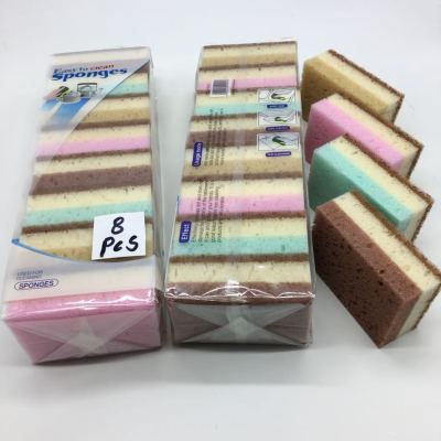 Light Color Scouring Sponge, Three-Layer Brown Scouring Pad, Colorful Cleaning Sponge Block