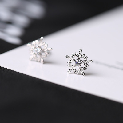 S925 silver silver snowflake earrings wholesale