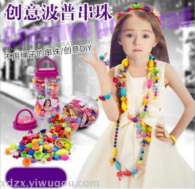 Amazing pop on children's hand DIY puzzle toy beads girls bracelet necklace jewelry toys