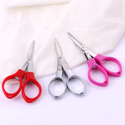 Manufacturers supply wholesale double circle folding travel scissors students cut glasses cut easy to carry small scissors