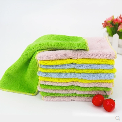 Double-Layer Thickened Absorbent Lint-Free Cloth Oil-Free Dishcloth Kitchen Cleaning Towel Tablecloth Cleaning Bowl Scouring Pad