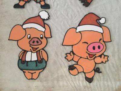 2018 new Christmas zodiac pig window stickers, Christmas window stickers