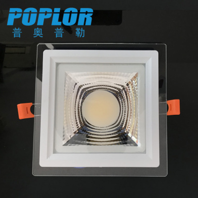 LED glass COB panel lamp / 10W/ square /LED panel lamp / aluminum /PC/ constant current / 